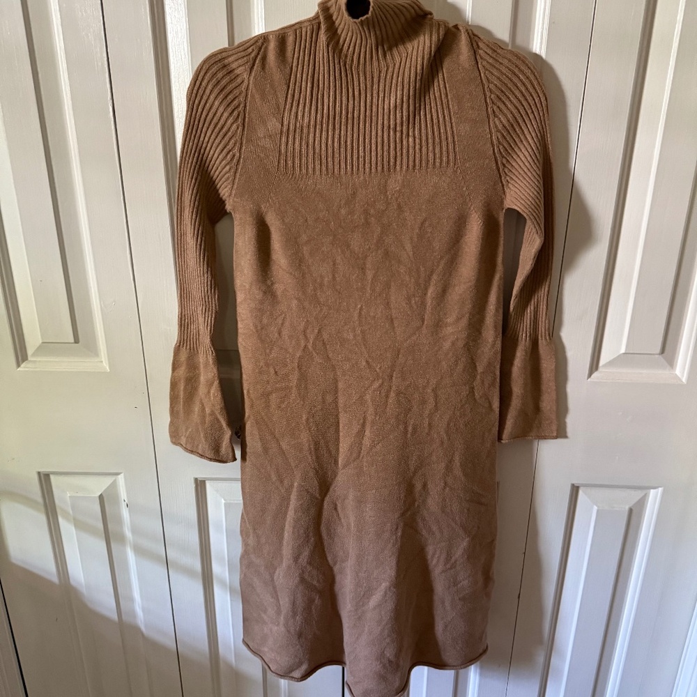 Indi and Cold long sleeve beige sweater dress with bell sleeves size small